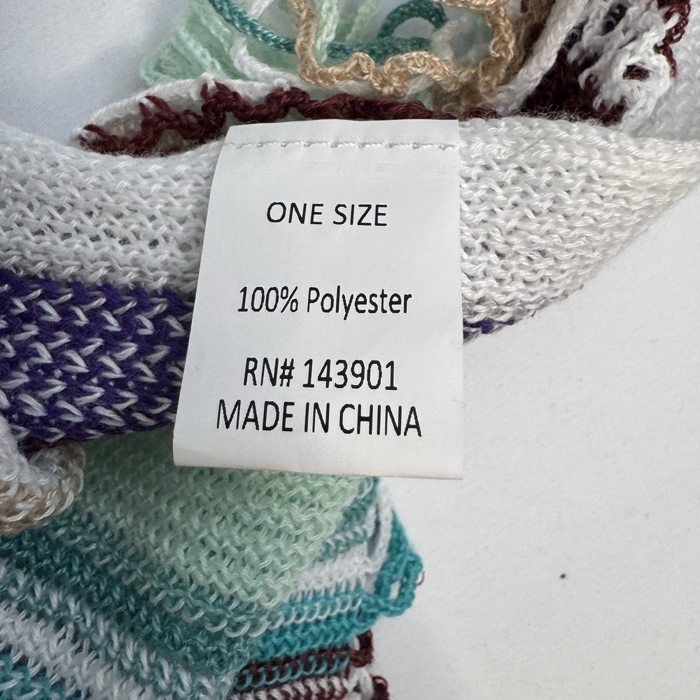 Coco‎ + Carmen Woman's Poncho One Size  Brown Teal Striped  Swim Cover Up Beachy - Picture 11 of 12